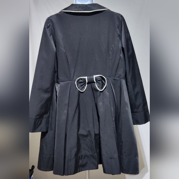**Not Available*Betsey Johnson Black Bow Floral Inner Coat Peacoat XL - Picture 4 of 9